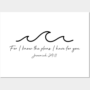 Jeremiah 29:11 Waves, Black Posters and Art